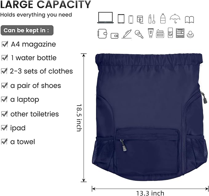 Valleycomfy Waterproof Drawstring Gym Backpack Bag for Men & Women,Sports Gym Bag with Side Pocket Orange