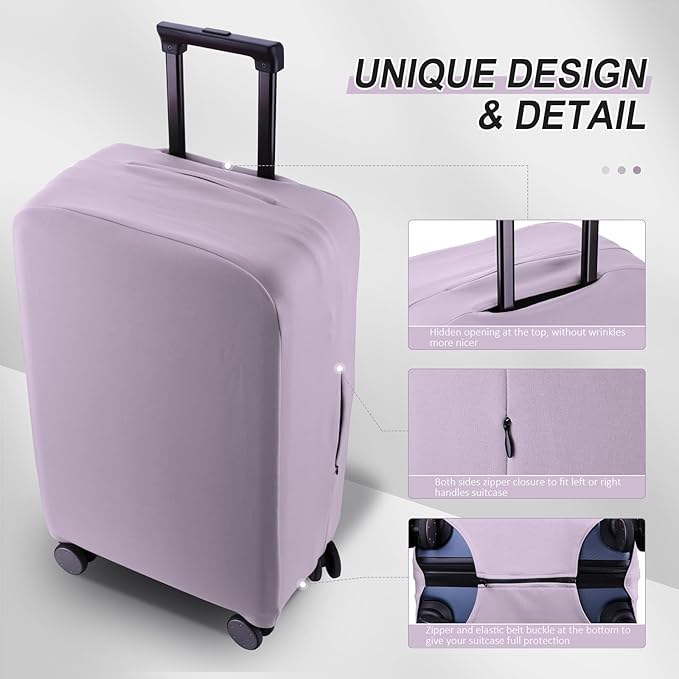 Travel Luggage Cover - Scratch-Resistant Fit 19-31 Inch, Lavender Purple, 2XL (30-31 inch)