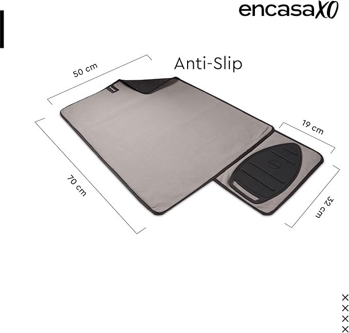 Encasa XO Ironing Mat/Pad Small 28"x20" with Padding, Anti-Slip, Silicone Iron Rest, Steam Press on Tabletop & Bed, Heat Resistant, Portable, Easy to Carry, Beige
