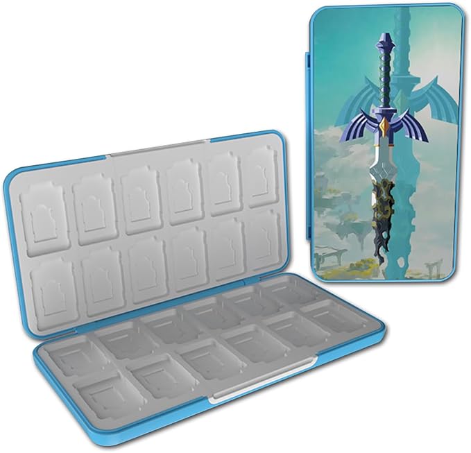 PERFECTSIGHT Switch Game Card Case for Nintendo Switc 2/ OLED/ Lite, 24 Switch Game Holder Cartridge Case with 24 Game & 48 Micro SD Cards Storage, Skyward Sword
