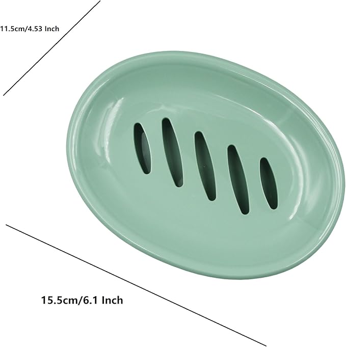 2 Pack Plastic Soap Dish with Drain,Sponge Holder,for Shower,Bathroom,Kitchen (Green)