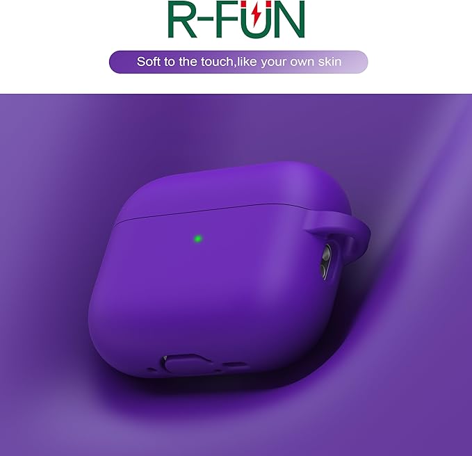 R-fun for AirPods Pro 3 Case (2025), Soft Silicone Protective Case Cover Compatible with Apple AirPods Pro 3rd Generation (USB-C Cable) for Women Men with Cleaning Kit and Keychain, Purple