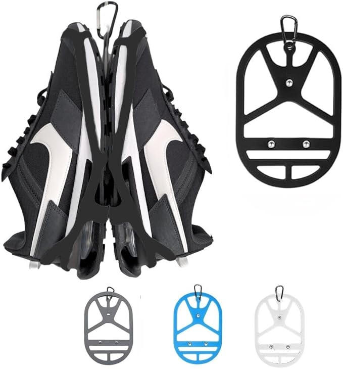 Shoe Holster For Backpack with Clip Hanger. Footwear Holder with Carabiner for Sneakers, Cleats, Bowling, Soccer, Basket, Football. For Travel, Outdoors, Sports & Space Saving