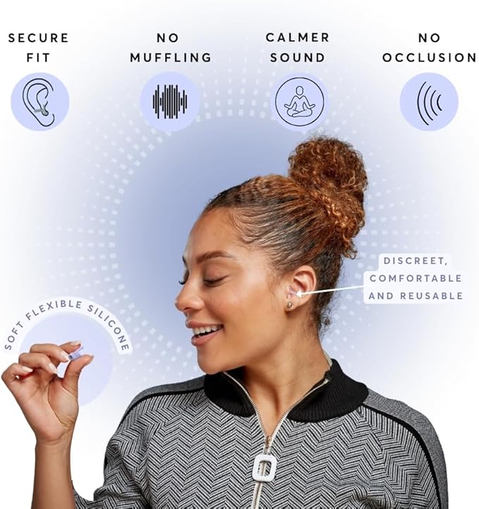 Flare Audio Calmer | Noise Reducing Ear Plugs Alternative | Silicone Reusable Ear Plugs for Noise Sensitivity, Focus and Travel | Ear Plugs for Noise Reduction (mini, Purple)
