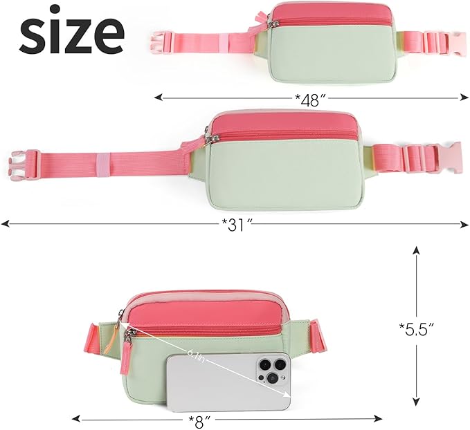 Fanny Pack Birthday Graduation Gifts for 7 8 9 10 11 12 13 Year Old Teen Girls Her Kids, Preppy Cute Trendy Stuff Colorblock Crossbody Bag Adjustable Belt Bags for Travel Essentials