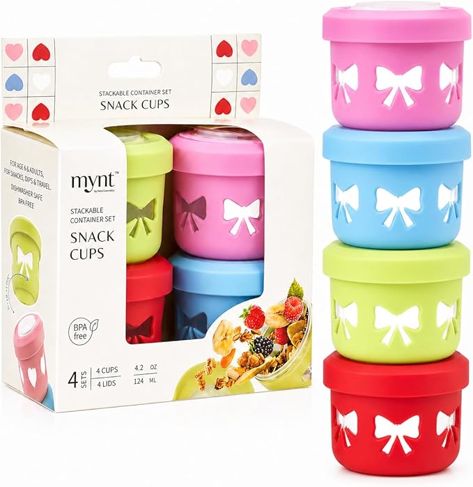 Snack Containers - 4.2 Oz Reusable Condiment Containers with Screw-on Leak Proof Lid | Perfect for Salad Dressing Sauce Dips Lunchbox Picnic Travel Bento Box | BPA-Free | Dishwasher Safe