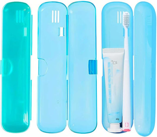 2 Pack Toothbrush Travel Case, Breathable Toothbrush Travel Holders, Tongue Scraper Case, Compact Portable Toothbrush Holder for Travel, Vacation, Camping, Gym, Business Trips, Office, Cruise