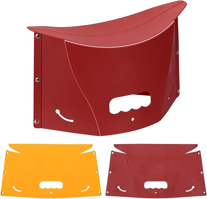 PATIKIL Travel Foot Rest, Portable Airplane Footrest with Handbag Function Lightweight Foldable Foot Stool to Relieve Back & Knee Pain for Long Flight Outdoor Camping, Red, Yellow