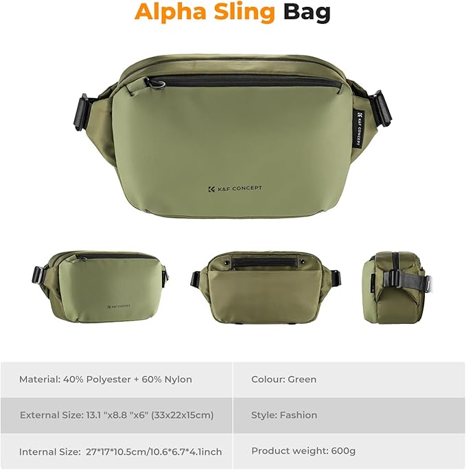 K&F CONCEPT Camera Sling Bag Crossbody Bag Waterproof Camera Shoulder Backpack DSLR/SLR/Mirrorless Camera Case
