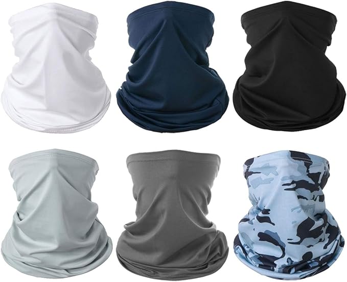 6 Pieces Summer Face Cover Scarf Mens Neck Gaiter For Men Women UV Protection Face Breathable Sun Protection Cycling Running