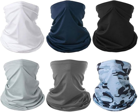 6 Pieces Summer Face Cover Scarf Mens Neck Gaiter For Men Women UV Protection Face Breathable Sun Protection Cycling Running