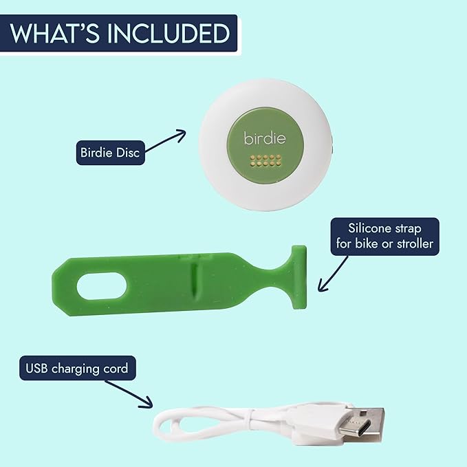 She's Birdie - The Original Personal Safety Alarm Disc for Bikes, Hikes, and Late Nights - Loud Siren, LED Light for Extra Visibility, Rechargeable, Handsfree, Lightweight, Water Resistant (Forest)