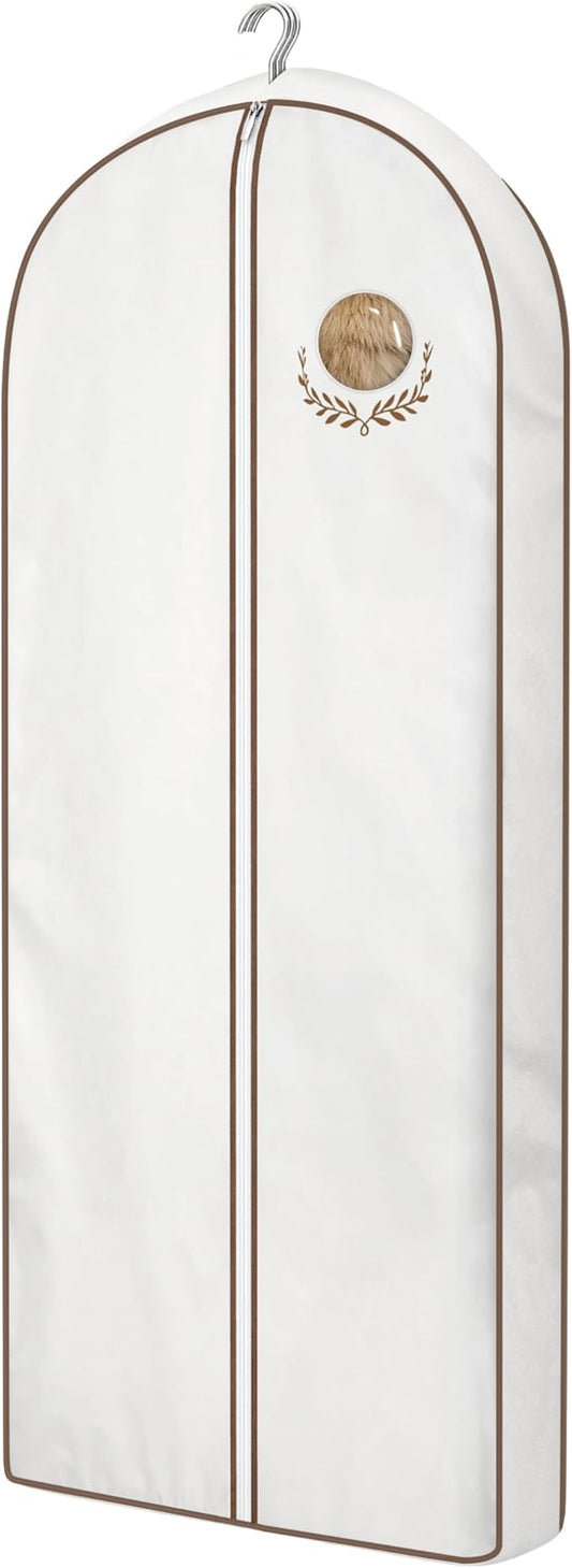 MISSLO 60" Cotton Garment Bag for Long Dress Breathable Fur Coat Storage Bag Women Dress Cover Luxury Garment Bags for Hanging Clothes Travel for Fur Coat, Jacket, Gown, Suit
