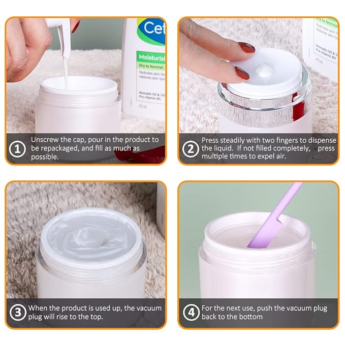 Airless Pump Jar, 1 oz Airless Pump Bottles, Travel Lotion Container – Vacuum Dispenser for Cream – Leak-Proof TSA-Friendly Design Keeps Cream Fresh – Multi-Purpose for Lotion, Sunscreen (2 Pack)
