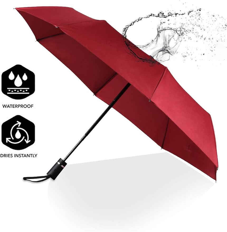 SY COMPACT Travel Umbrella for Rain, Windproof Automatic Compact Umbrella, UV Sun Protection, Lightweight Waterproof Travel Size for Backpack & Car, Factory Direct