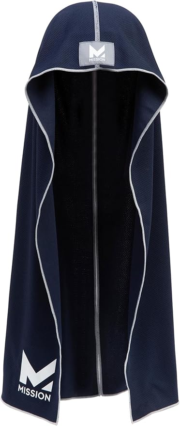 MISSION Cooling Hoodie Towel, Evaporative Cool Technology, Cools Instantly When Wet, UPF 50 Sun Protection, Contours Your Head to Stay in Place, Great for Sports, Fitness, Gym