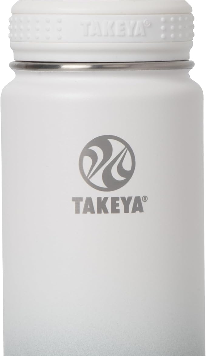 Takeya Actives Stainless Steel Water Bottle, Insulated Spout Lid, Keeps Drinks Cold 24 Hrs, Leakproof, Durable, Dishwasher Safe, Ideal for Gym, Travel, Fits Most Cup Holders, 24 oz/Ombre Morning Mist