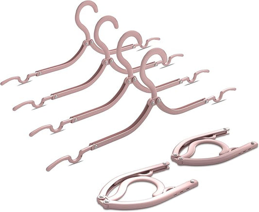 Premium Travel Hangers 12 Pack Portable Folding Clothes Hangers - Super Bearing Collapsible Hanger Foldable Clothes Drying Rack for Travel, Indoor and Outdoor Use, Pink