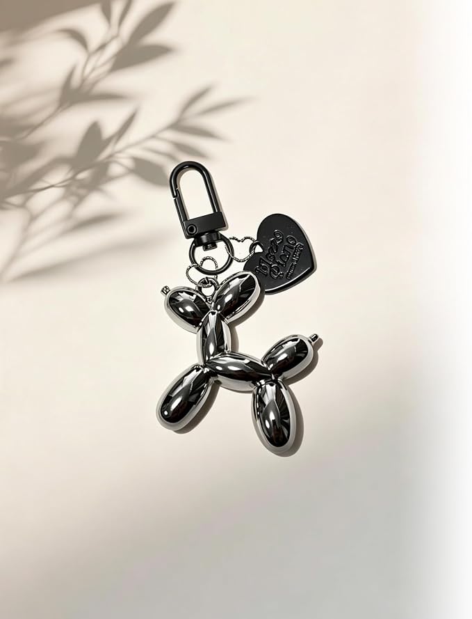 LAEKOU Jelly Balloon Dog Design Keychain for Women, Cute Girls Key Chain, Bag Charms Accessories for Car Purse Backpack