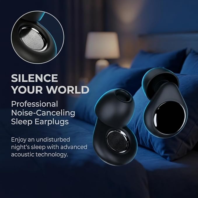 Ear Plugs for Sleeping, 45dB Noise Cancelling & Reusable Silicone Earplugs - Noise Reduction for Snoring, Concerts, Airplane Travel, Side Sleepers, Includes 6 Tips (Obsidian) (Black)