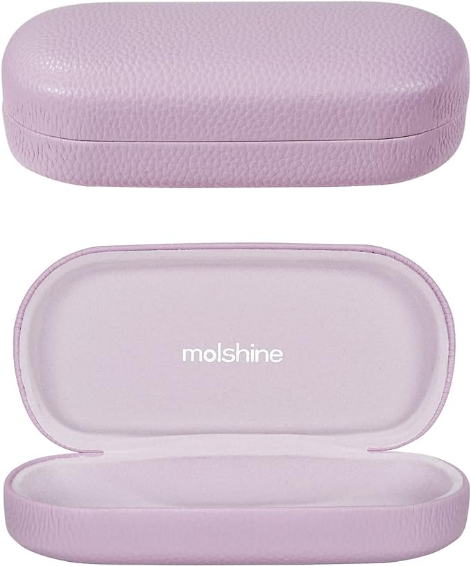 molshine Hard Shell Leather Sunglasses Case,Classic Large Glasses Case for Women Men,Sunglass Eyeglasses