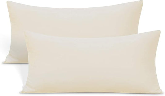 2-Pack Stretch Pillow Cases - Jersey Knit & Ultra Soft Envelope Closure Pillowcases T-Shirt Like Microfiber Blend - Suitable for Queen or Standard Size Set of 2, Beige
