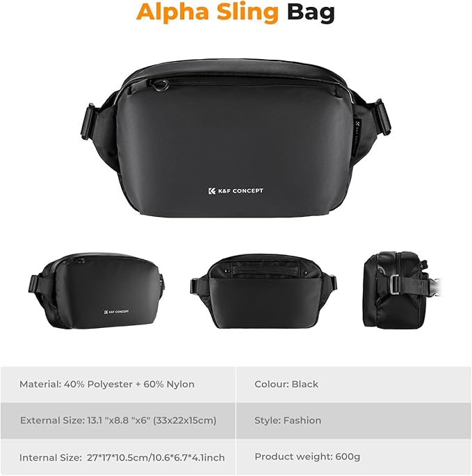 K&F CONCEPT Camera Sling Bag Crossbody Bag Waterproof Camera Shoulder Backpack DSLR/SLR/Mirrorless Camera Case