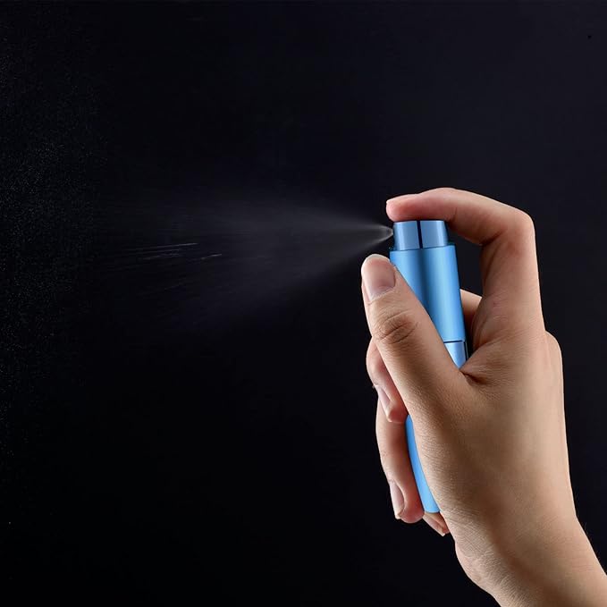 Lil Ray 8ml Portable Mini Perfume Atomizer(4 PCS)，Refillable Empty Small Spray Bottle for Travel, Twist Type Pocket Cologne Sprayer (Blue)