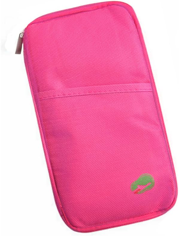vanki Multi-Functional Fashion Ticket Passport Credit Card ID Document Organizer Holder Bag Purse Travel Pouch Case Cover (Rose Red)