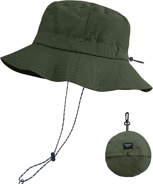PFFY Packable Sun Bucket Hat for Men Women Outdoor UV Protection Sun Hats Waterproof Lightweight Hiking Outdoor Cap
