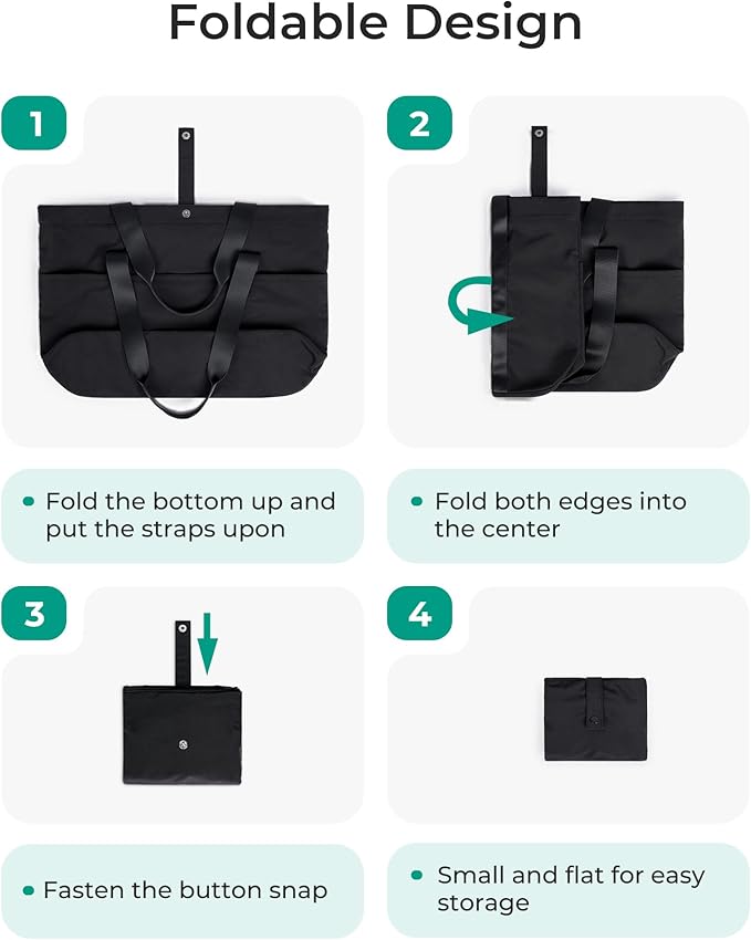 BAGSMART Tote Bag for Women, Foldable Tote Bag With Zipper Travel Shoulder Bag Handbag for Work