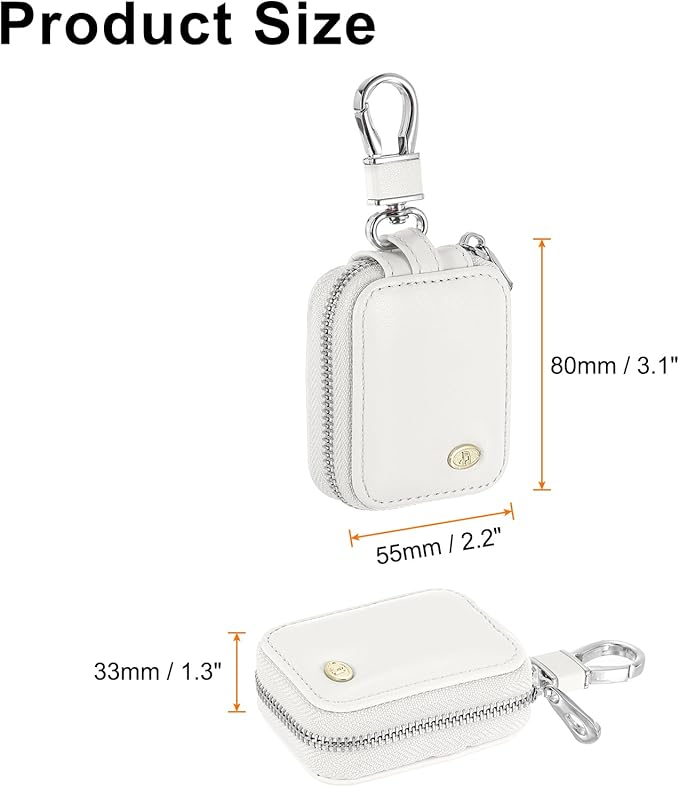 HARFINGTON Earbuds Cases, Earphone Case Holder, PU Leather Ear Buds Case Zipper Organizer Small with Mesh Pocket for USB Cable, Wireless Wired Earphones, White