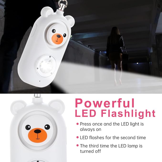 130dB Rechargable Personal Safety Alarm for Women, Safe Alarm Protection Keychain with Strobe Light, Security Siren Self Defense for Students, Girls