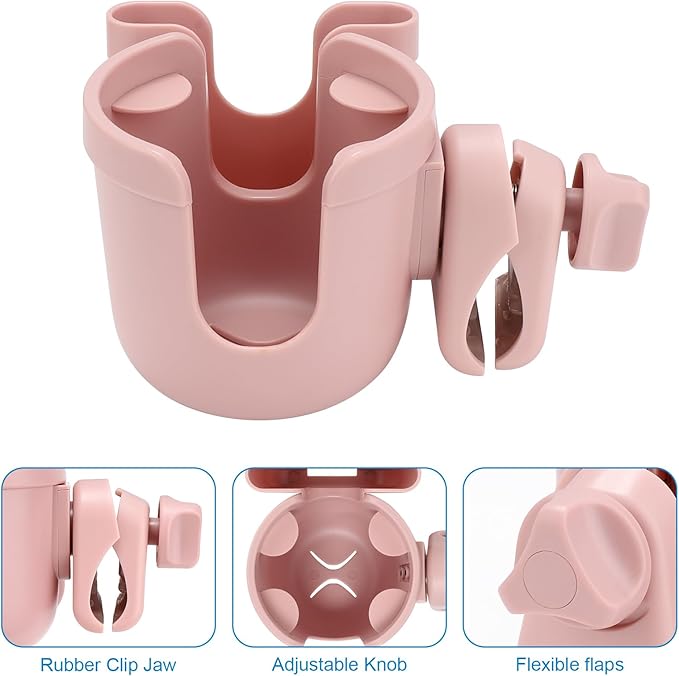 Accmor Stroller Cup Holder with Phone Holder, Bike Cup Holder, Universal Cup Holder for Uppababy Nuna Doona Strollers, 2-in-1 Cup Holder for Walker, Wheelchair, Scooter