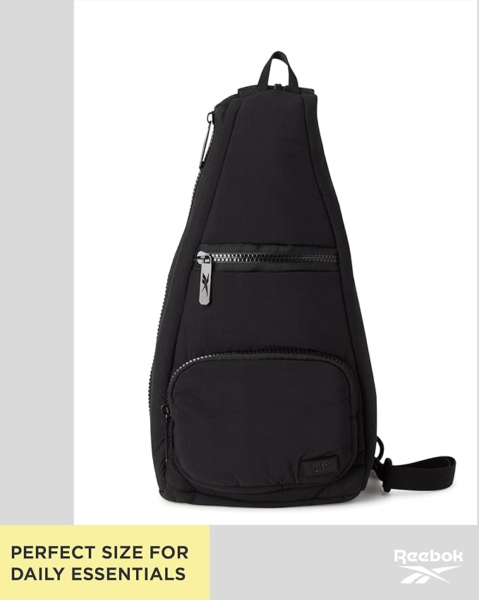 Reebok Unisex Crossbody Bag - Convertible Compact Durable Cross Body Bag for Women and Men - Gym and Travel Essentials, Size One Size, Maeve Black