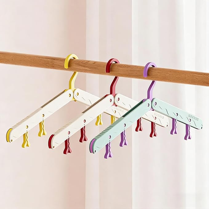 10 Pcs Modular Folding Travel Hangers (Beige/Red), MAX Space Saving Collapsible Hangers for Cruise, RV, and Luggage | Durable Two-Tone Set (Beige/Yellow)