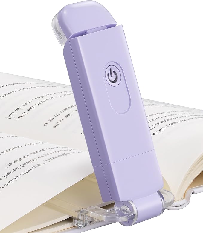 DEWENWILS USB Rechargeable Book Reading Light, LED Clip on Booklight Flexible Reading Lights in Bed, Car at Night, 4 Brightness Adjustable, Perfect for Bookworms, Kids (Purple)