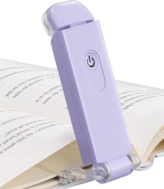 DEWENWILS USB Rechargeable Book Reading Light, LED Clip on Booklight Flexible Reading Lights in Bed, Car at Night, 4 Brightness Adjustable, Perfect for Bookworms, Kids (Purple)