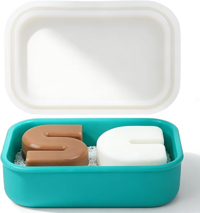Enhanced Leak Proof Travel Soap Case, AIMAIAIMAI Silicone Soap Container with Draining Layer, Portable Bar Soap Holder for Bathroom, Camping, Gym, Easy to Clean (Translucent & Green)