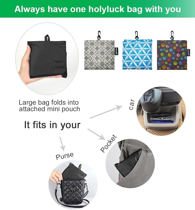 HOLYLUCK Reusable Grocery Bags,Heavy Duty Foldable Shopping Tote Bag (Extra Large, 3 Large Maze)