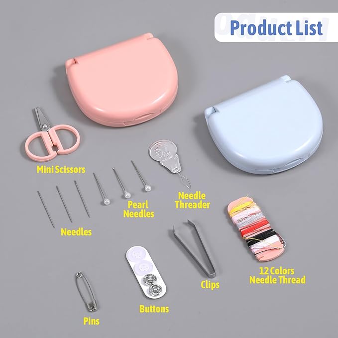 EupHHonycs 10 Pieces Mini Travel Sewing Kit Portable Travel Sewing Box Kit Portable Small Emergency Sewing Tool with Needle and Thread Scissors for Beginner Traveler Hotel Charity Homeless