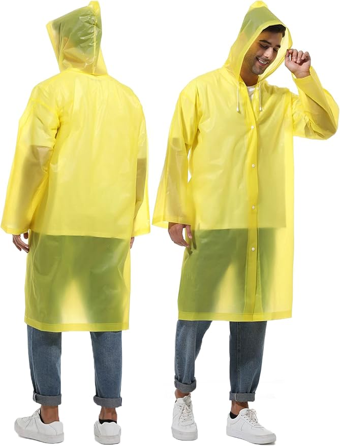 2PCS Rain Ponchos for Adults Reusable Rain Coats for Adults Rain Jackets Raincoats for Men Women