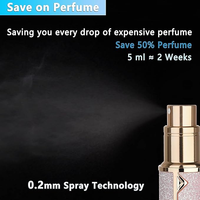 Travel Perfume Bottle Refillable,Valentine's Day Gift Perfume Travel Refillable Mini Spray Bottles Leather Cologne Dispenser, Portable Empty Spray Bottle Dispense Filling Atomizer 5ml (Golden)