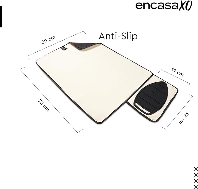 Encasa XO Ironing Mat/Pad Small 28"x20" with Padding, Anti-Slip, Silicone Iron Rest, Steam Press on Tabletop & Bed, Heat Resistant, Portable, Easy to Carry, Natural