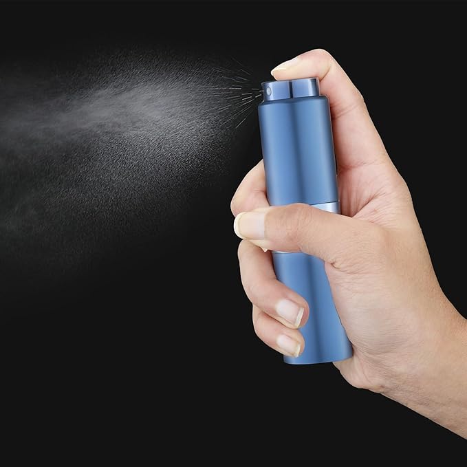 Cologne Travel Bottle 20ml - Large Size Perfume Atomizer Refillable for Men - Pocket Empty Fragrance Sprayer for Refill - 0.67oz Portable Twist Spray Sample Container for Purse Blue 2PCS