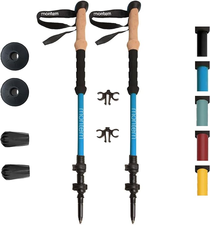 Montem Ultra Light 100% Carbon Fiber Trekking, Walking, and Hiking Poles - One Pair (2 Poles) - Ultra Light, Quick Locking, Foldable, Weather-Resistant and Ultra Durable