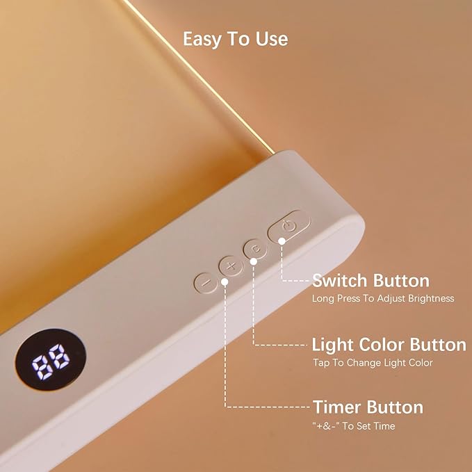 LED Book Light and Night Light 2 in 1, 3 Color Temperatures & Stepless Dimming, USB Rechargeable Reading Light with Timer for Night Reading 1pc (Black)