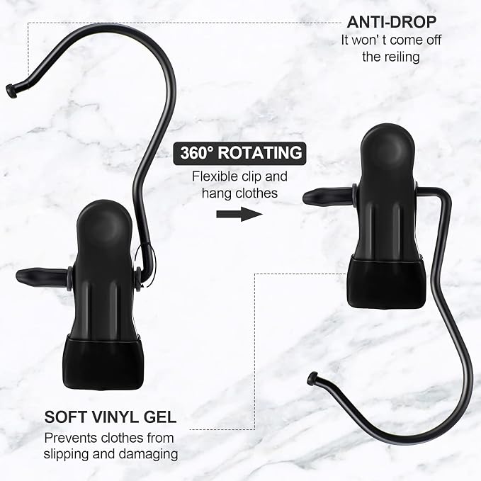 100 Pieces Boot Hangers for Closet Laundry Hooks Hanging Clips Boot Hangers Holder Travel Home Space Saving for Clothes Hats Towels Single Organizer Clamps(Electrophoresis Black)