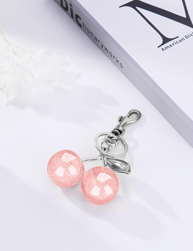 OVRUNS Cherry Bag Charm Cute Cherry Accessories Sparkling Purse Charms for Women