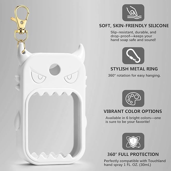 JAMIEWIN Spray Hand Sanitizer Silicone Case Compatible with Touchland Hand Sanitizer 1 FL OZ Holder Accessory with Keychain